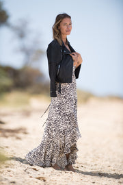 Andros Cheetah Strappy Button Midi Dress