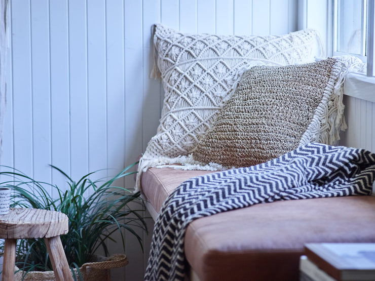 Boho Macrame Natural Cotton Cushion