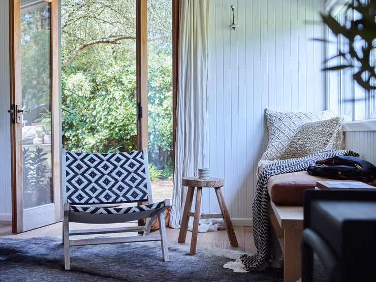 Natural Cotton Black & White Throw