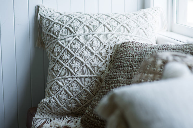 Boho Macrame Natural Cotton Cushion