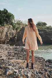 Cayman Stonewashed Bleached Apricot Shirt Dress