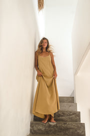 Havana Mustard Backless Maxi Dress