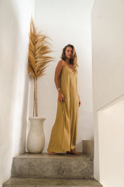 Havana Mustard Backless Maxi Dress