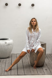 Cayman White Linen Shirt Dress