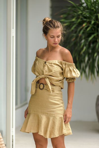 Casa Palma High Waisted Linen Skirt