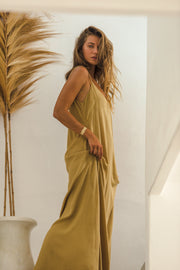 Havana Mustard Backless Maxi Dress