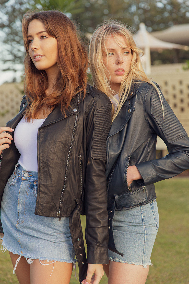 Midnight Navy Biker Leather Jacket