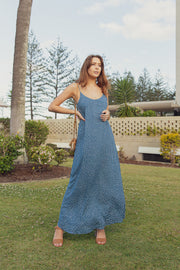 Havana Blue Spot Long Maxi Dress