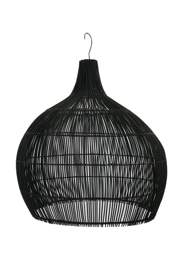 Natural Black Rattan Igloo Pendant