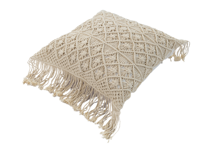 Boho Macrame Natural Cotton Cushion