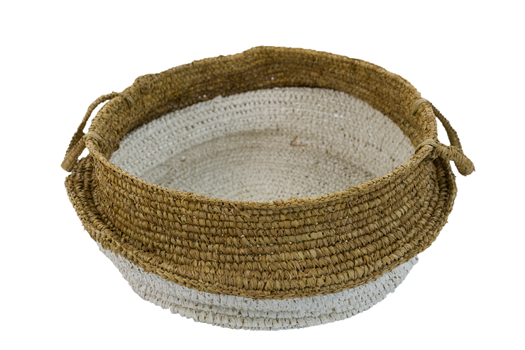 Natural Raffia set of Pail Baskets