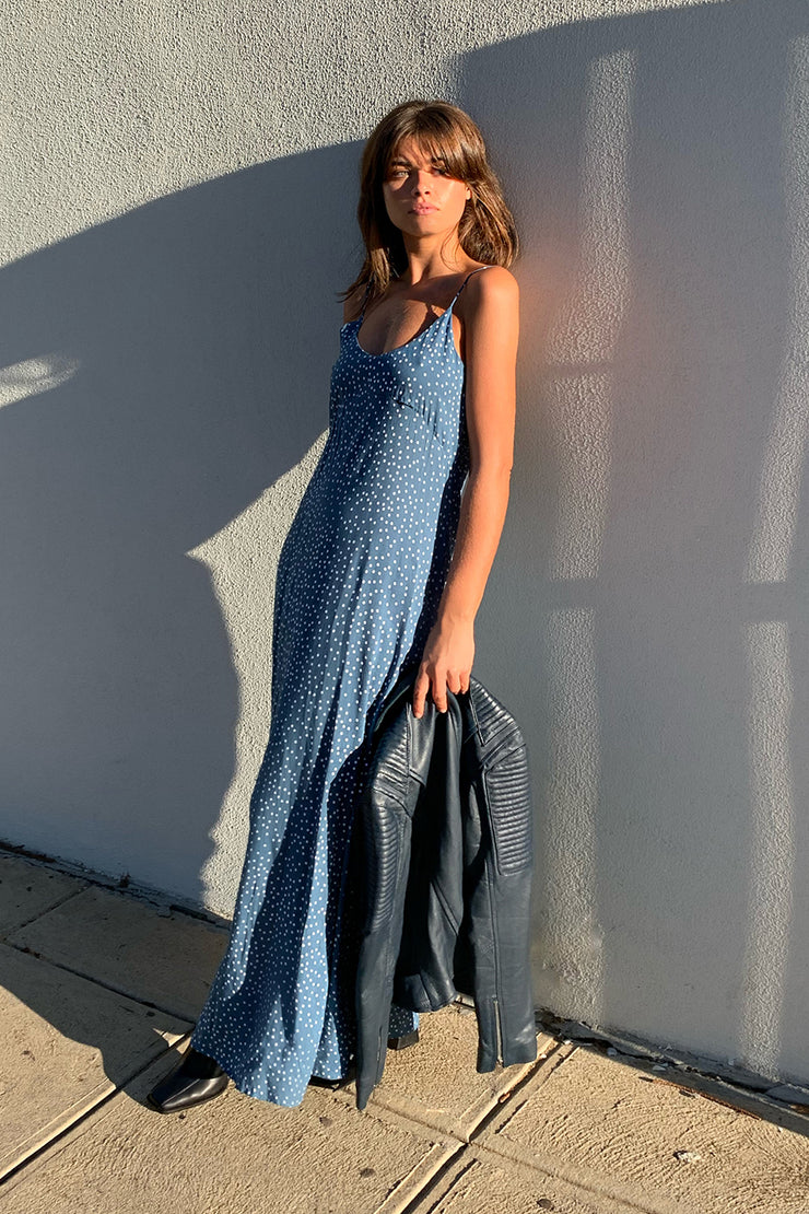 Havana Blue Spot Long Maxi Dress