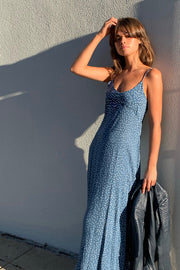 Havana Blue Spot Long Maxi Dress