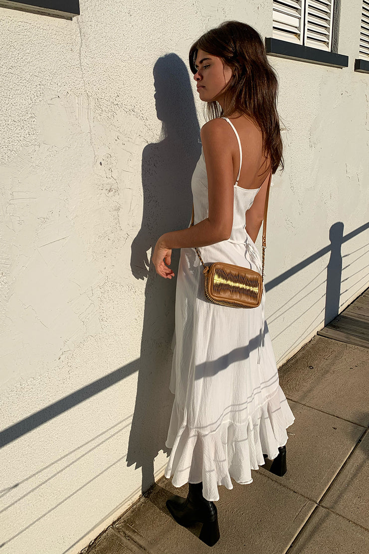 Andros White Strappy Button Midi Dress