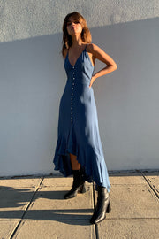 Andros Blue Strappy Button Midi Dress