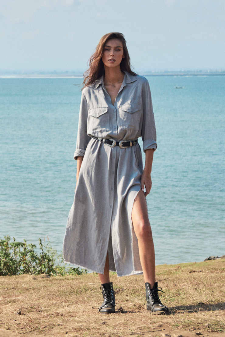 Sahara Maxi Tencel Sage Shirt Dress – Elsker & Lys